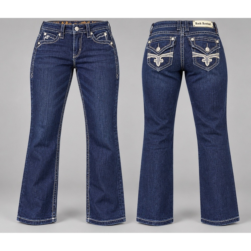 Rock Revival Jeans Womens 27x30 Stretch Heather Easy Straight Dark Wash
